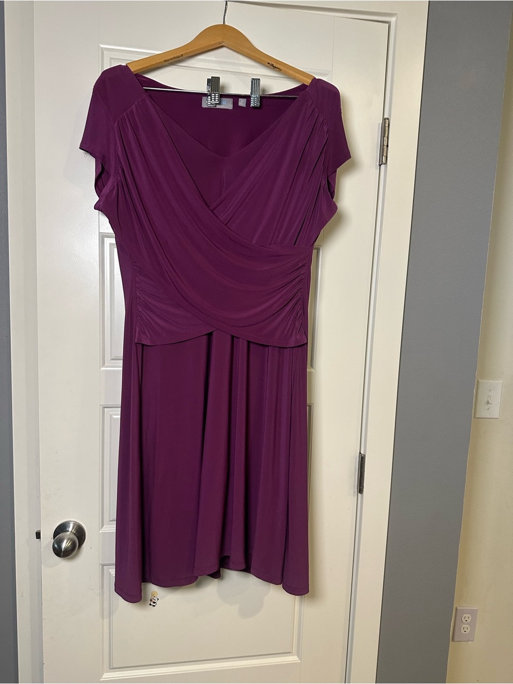 Women’s Wrap-Style Midi Dress in Deep Purple